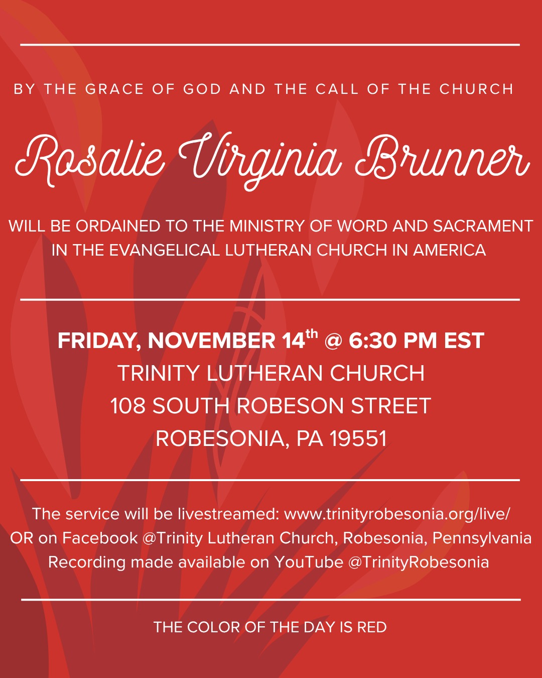 Ordination of Rosalie Brunner Notice